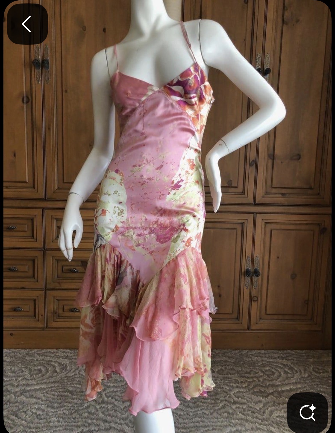 Just Cavalli Pink Floral Slip Midi Dress