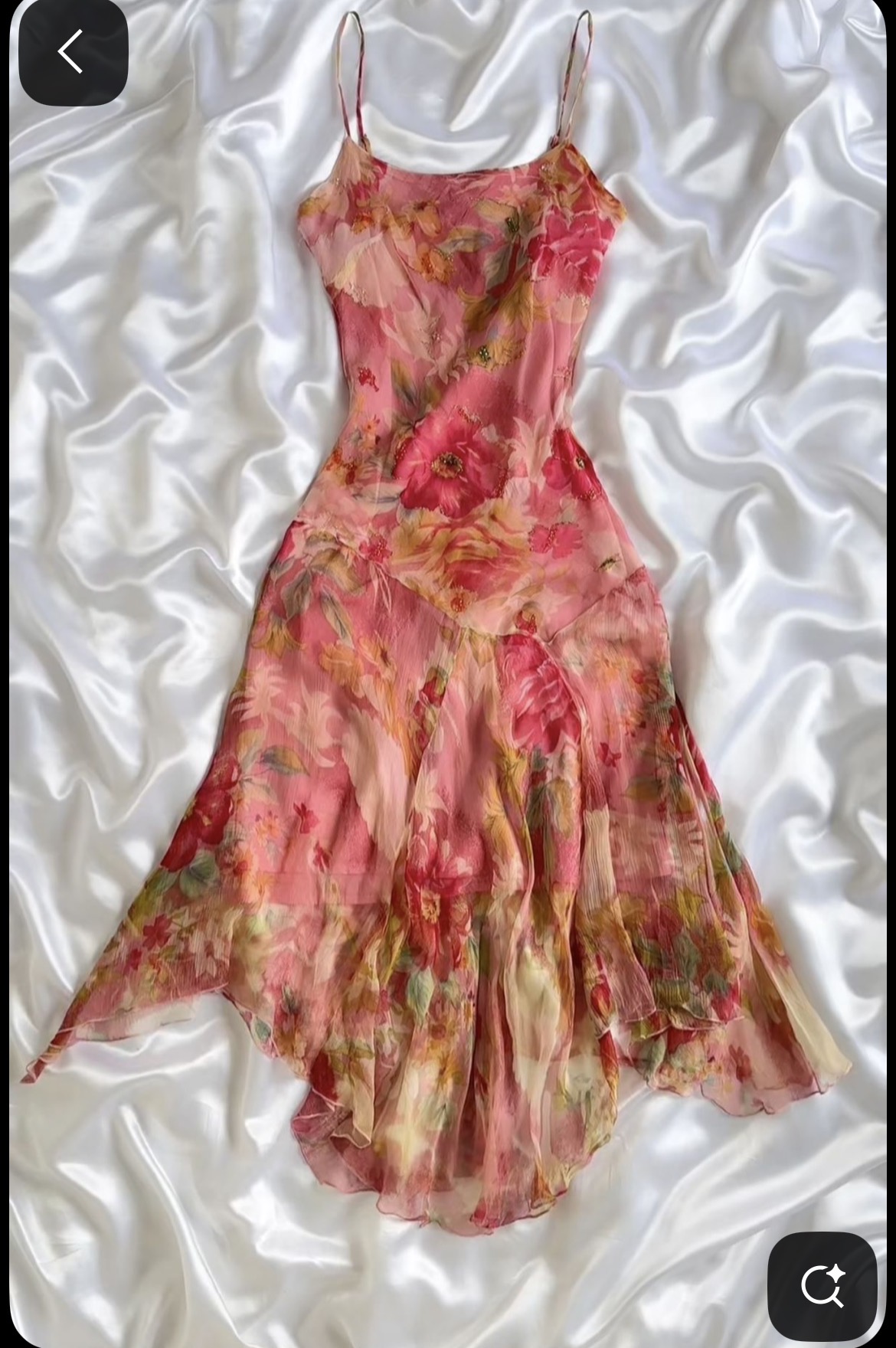 Pink Floral Y2K Spaghetti Strap Midi Dress