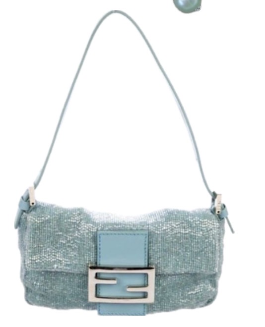 Blue Sequin Fendi Baguette Shoulder Bag